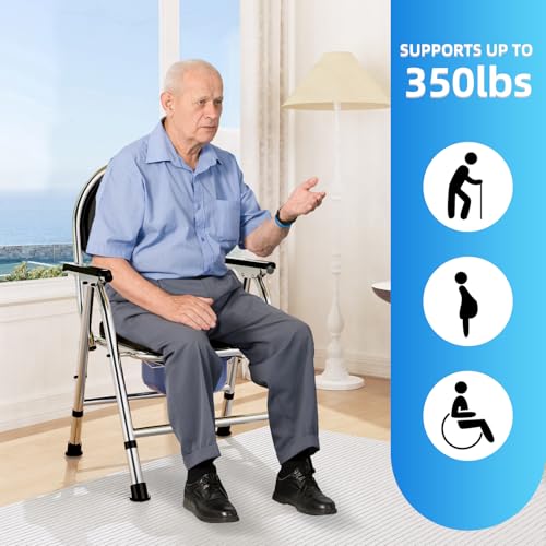 4 in 1 Folding Bedside Commode Chair for Elderly, Padded Seat & Backrest | Adjustable Height Raised Toilet Seat with Handles, Adults Potty Chair for Seniors, Disabled, Holds Up to 350 lbs - color: Style 1