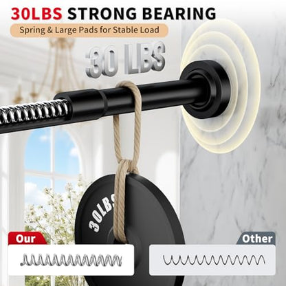 Black Shower Curtain Rod 34-66 Inches Never Rust Stainless Steel Tension Curtain Rod Adjustable Shower Rod Spring Tension Non-Slip No Drilling Shower Rods for Bathroom Window - color: Matte Black, size: 34“-66”