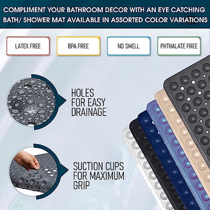 ENKOSI Non-Slip Square Shower Mat 21 x 21 inch – Anti-Slip PVC Bath Mat for Inside Shower Stalls – Durable Shower Floor Mat with Suction Cups and Drain Holes (21x21 Clear Blue) - color: Clear Blue
