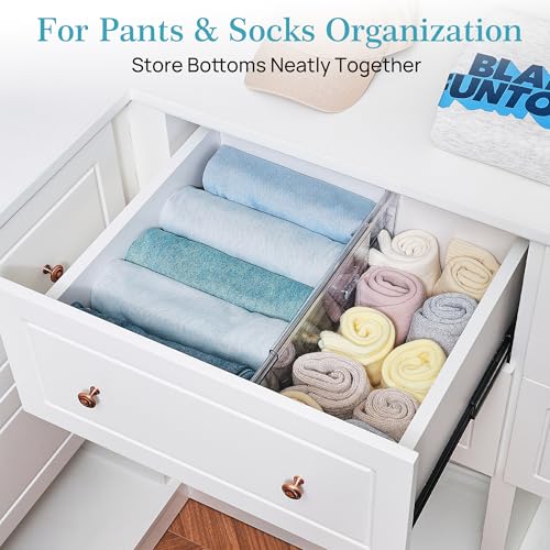 Vtopmart 6" Tall Upgrade Drawer Dividers, 12.8"-22.3" Expandable, 4 Pack | Deep Drawer Organizer, Big Drawer Separator, Clear plastic Adjustable Storage Divider for Dresser, Baby Supplies, Kitchenware - size: Tall-6" without Inserts