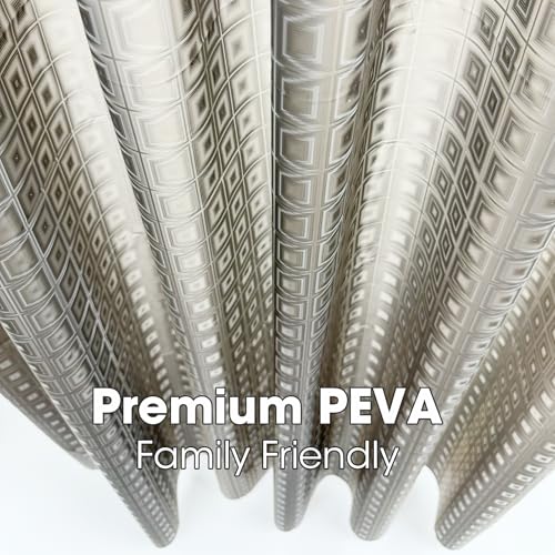 Grey Plastic Shower Curtain Liner, 3D Pattern, 70x72 in, 1 Pack | 100% waterproof, PEVA, modern 3D square pattern, 12 rust-free pouch holes, fits standard tubs, for home, hotel, dorm - color: Square-gray