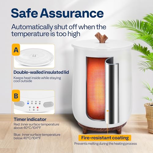 VIVOHOME 20L Towel Warmer for Bathroom, Large Towel Heater Bucket with Keep Warm Feature, 4 Timer and 3 Temperature Settings, Suitable for Oversized Towels, Blankets, Bathrobes