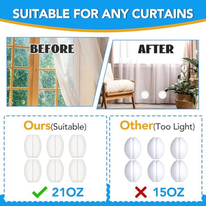 YixangDD 12 Pack Shower Curtain Weights, Magnetic Curtain Weights, 6 Pairs | Silicone Wrapped Rust-Proof Curtain Clips Outdoor for Shower Liner, Drapery, Tablecloth, Flag from Blowing Around, White - color: 12 Packs