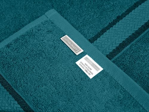 COTTON CRAFT Ultra Soft 6 Piece Towel Set - 100% Cotton Towels - Teal | Absorbent 580 GSM Quick Dry Everyday Premium Luxurious Bathroom Towels - 2 Large Bath Towels, 2 Hand Towels, 2 Washcloths - color: Teal, size: 6 Piece Towel Set