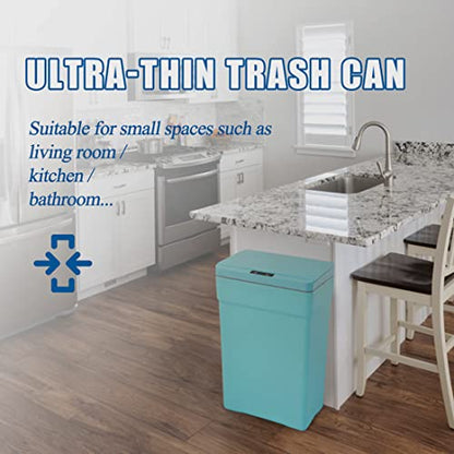Plastic Kitchen Trash Can,13 Gallon Trash Can 50 Liter Automatic Touch Free High-Capacity Garbage Can with Lid for Bedroom Bathroom Home Office, Blue - color: BLUE