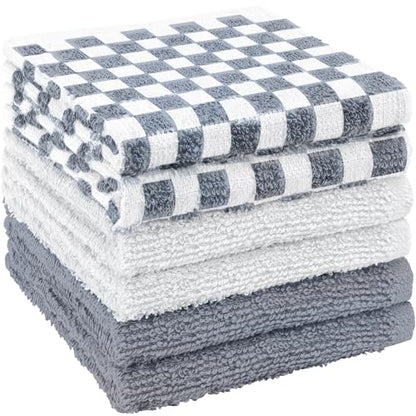 100% Cotton Checkered Washcloths 12x12 in, Pink (6 Pack) - color: Pink