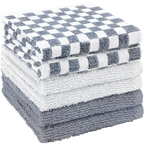 100% Cotton Checkered Washcloths 12x12 in, Turquoise (6 Pack) - color: Turquoise