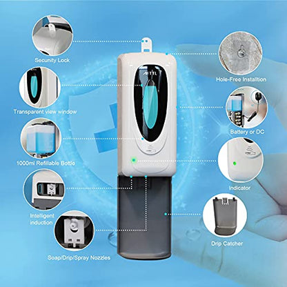Touchless Automatic Foaming Hand Soap Dispenser Wall Mount, Motion Sensor Foam Liquid Refill Bottle Sanitizer Dispensing for Bathroom Kitchen Home Farmhouse Station 1306-s - color: 1306