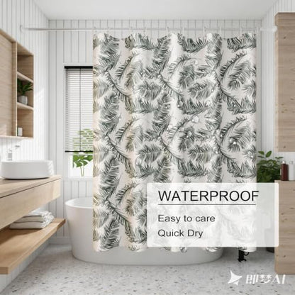 TIKABC Shower Curtain Liner, 4G PEVA Shower Liner, Plastic Waterproof Shower Curtains, 72x72 inch with Grommet Holes 3 Magnetic Weights - color: Big Feather