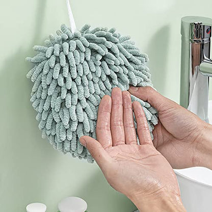 4 Pack Chenille Hand Towels Bathroom Quick Dry Hand Bath Towel with Hanging Loops Microfiber Absorbent Hand Drying Puff for Kitchen Bathroom - color: Blue