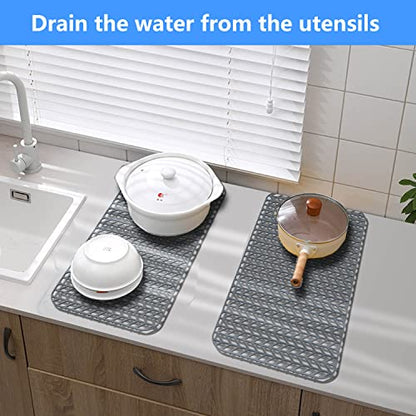 Sink Protectors for Kitchen Sink 28.6"x 14.5"Rear Silicone Sink Mat | Various sizes and styles,Protector for sinks and dish,Withstand to 500F,Food-grade silicone.Non-slip and raised feet - size: 28.6"x14.5"