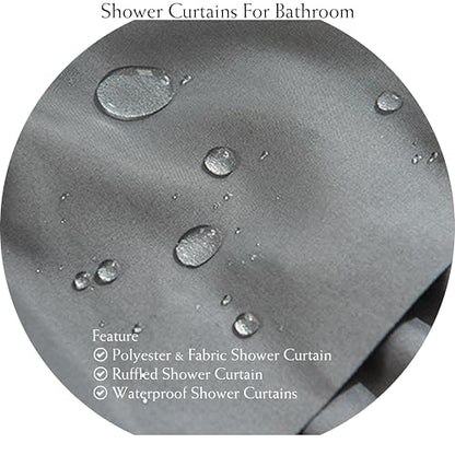 Gray Ruffle Shower Curtain for Bathroom, 72 x 84, Machine Washable Fabric | Handcrafted Ruched Ruffles, Extra-Long 72x84, Soft Brushed Microfiber, Full Coverage Fit, 12 Hooks Included, Easy Hanging - color: Grey, size: 72"W x 84"L (Pack of 1)