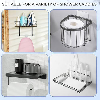 Shower Caddy Adhesive Replacement Hooks, Strong Waterproof Strips, No Drilling for Bathroom Shelves, Kitchen Racks, and Soap Holders (Transparent-14 Pack) - color: Transparent-14 Pack