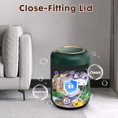 Procade Touchless Sensor Trash Can Bathroom,Small Gold + Green Garbage Can | 3 Gallon Automatic Garbage Can,Smart Room Trash Bin,Mini Auto Plastic Waste Basket for Office,Bedroom,Dorm,Toilet,Rv,Kitchen - color: Green