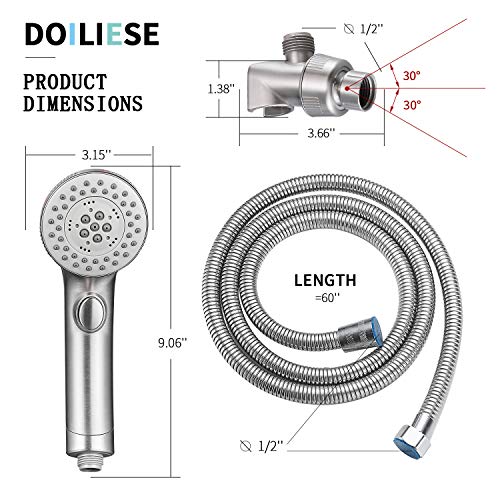 Shower Head, High Pressure 6 Setting Shower Head Hand-Held with ON/OFF Switch and Spa Spray Mode - Shower Heads with Handheld Spray High Pressure - Brushed Nickel - color: Brushed Nickel, style: Modern