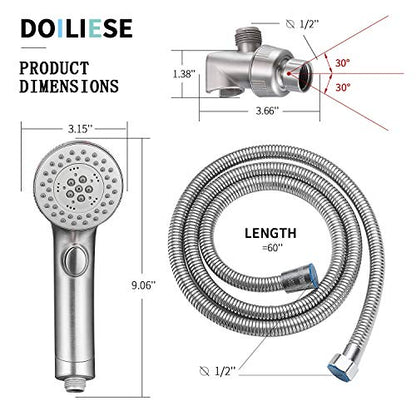 Shower Head, High Pressure 6 Setting Shower Head Hand-Held with ON/OFF Switch and Spa Spray Mode - Shower Heads with Handheld Spray High Pressure - Brushed Nickel - color: Brushed Nickel, style: Modern