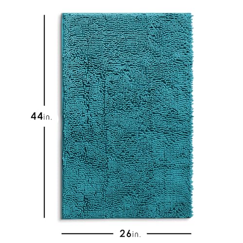 Hearth & Harbor Bathroom Rugs, Chenille Bath Mat - Machine Washable Bath Mats for Bathroom Non-Slip Backing Rubber, Quick Dry Bathroom Mat - Teal Bath Rug, 26x44 - color: Teal, style: 26 x 44