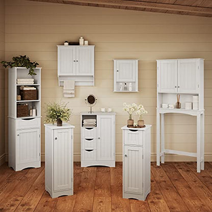 RiverRidge Ashland Slim Bathroom Storage Cabinet with Drawer, White | Inset Beadboard Panels, Narrow Medicine Cabinet, Linen Cabinet, Interior Adjustable Shelves, Easy Slide Drawer, Painted MDF