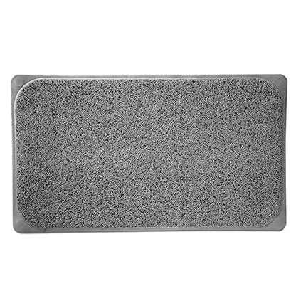 Popular Bath 29.5 in. W x 17.25 in. L Loofa Bath Carpet 6 Suction Cups in Grey - color: Grey, size: 29.5" x 17.3" (Rectangular)