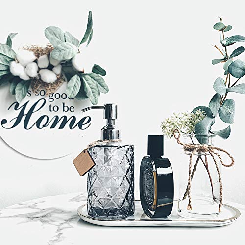 JASAI 12Oz Diamond Grey Glass Soap Dispenser with 304 Rust Proof Soap Pump | Dish Soap Dispenser with 304 Rust Proof for Kitchen, Bathroom Soap dispenser for Hand Soap, Liquid Soap - color: Gray