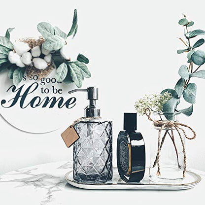 JASAI 12Oz Diamond Grey Glass Soap Dispenser with 304 Rust Proof Soap Pump | Dish Soap Dispenser with 304 Rust Proof for Kitchen, Bathroom Soap dispenser for Hand Soap, Liquid Soap - color: Gray