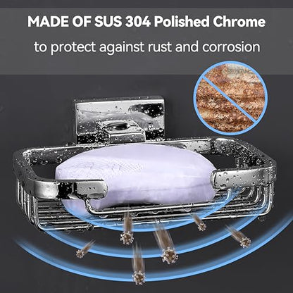 SEIDO Soap Dish for Shower, 304 Stainless Steel Bar Soap Holder for Bathroom & Kitchen, Polished Chrome Soap Tray for Shower, 4.8" L x 3.2" W Internal - color: Polished Chrome
