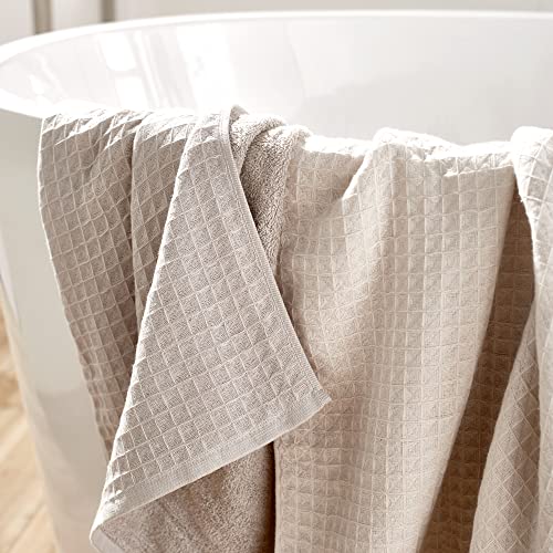 UCHINO Waffle Twist 6-Piece Cotton Towel Set Absorbent Quick Dry, Linen - color: Linen, size: Towel Set - 2 Bath, 2 Hand, 2 Washcloths
