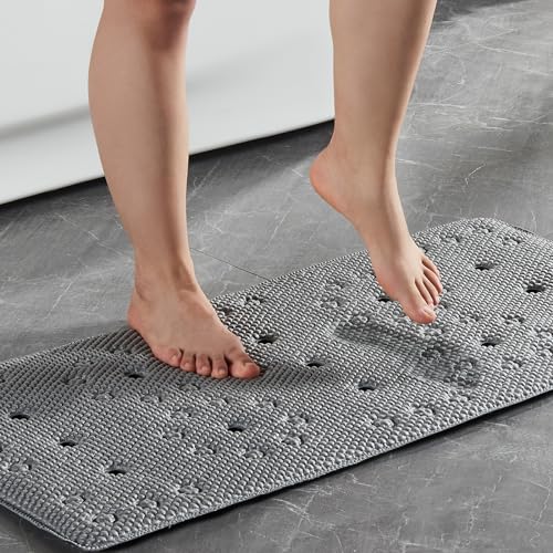 Webos Bathtub Mat Non Slip: Soft Safety Foam Bath Mat for Tub Suitable for Families Extra Large 17 X 36Inch with Drain Holes and Suction Cups Massage Tub & Shower Mat for Bathroom (Dark Grey) - color: 17x36" Dark Grey, size: 36" x 17" (Rectangular)