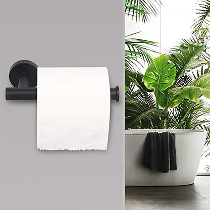 TocTen Toilet Paper Holder, Wall Mounted Tissue Roll Holder for Bathroom, Thicken 304 Stainless Steel Drilling Paper Dispenser Rack for Bathroom Kitchen (Matte Black) - color: Matte Black-round