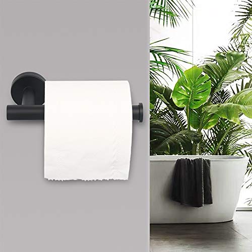 TocTen Toilet Paper Holder, Wall Mounted Tissue Roll Holder for Bathroom, Thicken 304 Stainless Steel Drilling Paper Dispenser Rack for Bathroom Kitchen (Matte Black) - color: Matte Black-round