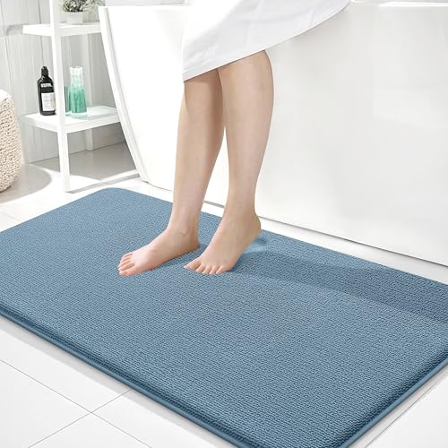 OLANLY Memory Foam Bathroom Runner Rug 40x24, Absorbent Long Mat, Airy Blue | Soft Quick Dry Bath Rugs, Non-Slip Carpet, Machine Washable Mat for Bathroom Floor, Tub and Shower, Home Decor Accessories - color: Airy Blue, size: 40" X 24"
