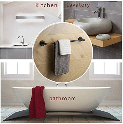 BESy Towel Racks for Bathroom Wall Mounted Bath Towel Bar Matte Black | Adjust 15" to 26" Rustproof, Stainless Steel Towel Holder, Wall Mounted for Bathroom Accessories, Heavy Duty, Space Saving - color: Matte Black