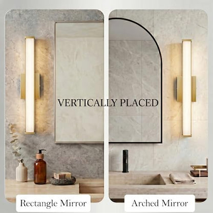 URSOLA 36" Modern LED Bathroom Light Fixtures, Golden 3CCT Dimmable Bathroom Vanity Light Over Mirror, Bathroom Vanity Bath Bar Lights with Double Layer Acrylic Shade - color: Golden, size: 36inch