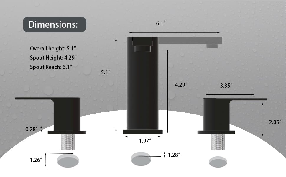 Bathroom Faucet Black 3 Hole, Matte Black Widespread Bathroom Faucet, 2-Handle 8-Inch Center Mount Bathroom Sink Faucet with Hose and Pop-Up Drain for RV Bath Vanity Lavatory, VAL079BRH - color: Matt Black