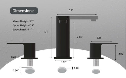 Bathroom Faucet Black 3 Hole, Matte Black Widespread Bathroom Faucet, 2-Handle 8-Inch Center Mount Bathroom Sink Faucet with Hose and Pop-Up Drain for RV Bath Vanity Lavatory, VAL079BRH - color: Matt Black