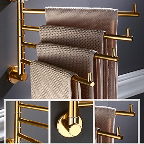 ZHOUXIAO Modern Swing Out Towel Bar Holder Wall-Mounted/Gold Swivel Towel Rack Hanger Organizer for Bathroom or Kitchen, Towel Bar Folding Arm Swivel Hanger Bathroom Storage 4bars