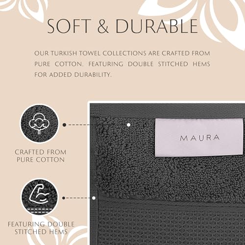 MAURA Grey Bath Towel Set of 8 for Bathroom. Turkish Cotton Luxury Bath Towels. Extra Large, Thick, Plush & Soft. Hotel & Spa Quality - Space Gray - color: Space Gray, size: 8-Piece Set (2 Bath, 2 Hand, 4 Washcloth)
