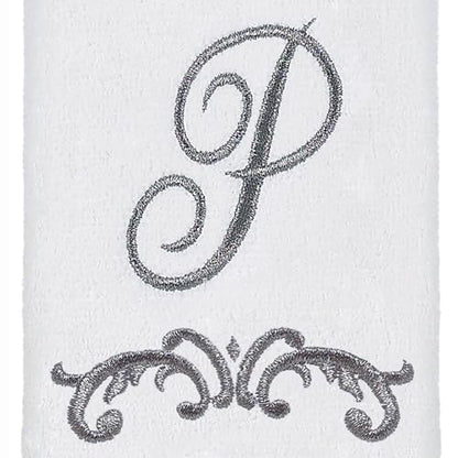 Avanti Linens - Fingertip Towel, Soft & Absorbent Cotton Towel, Scroll Design, Cursive Style Decor (Monogram Collection, Initial P)