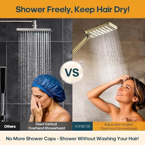High Pressure Rain Shower Head with Handheld Combo, 10 Inch Square Rainfall Showerhead, Adjustable Slide Bar Dual Shower System, 3 Spray Modes, 59" Stainless Steel Hose, Gold - color: Gold, style: Basic