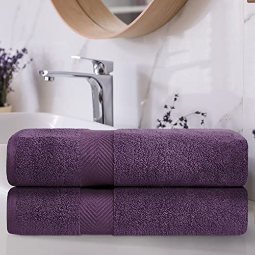Zero-Twist Towel Collection, Luxurious Cotton Oversized Bath Sheet Towel, 34" x 68", 2-Pieces, Absorbent and Fast-Drying, Solid, Grape Seed - color: Grape Seed, size: Bath Sheet 2-Pack