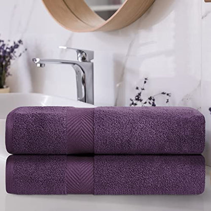 Zero-Twist Towel Collection, Luxurious Cotton Oversized Bath Sheet Towel, 34" x 68", 2-Pieces, Absorbent and Fast-Drying, Solid, Grape Seed - color: Grape Seed, size: Bath Sheet 2-Pack