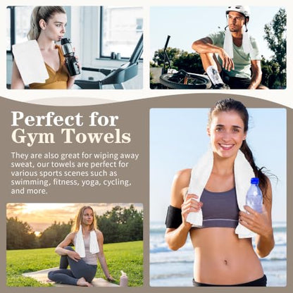 FIXSMITH Salon Towels 12 Pack, White Hand Towels for Bathroom, Quick Dry Gym Towels, Spa Face Towel, Absorbent Microfiber Towels for Salon, Barber, Gym, Bath, Pedicure and Home Hair Care,16 x 27 in - color: White