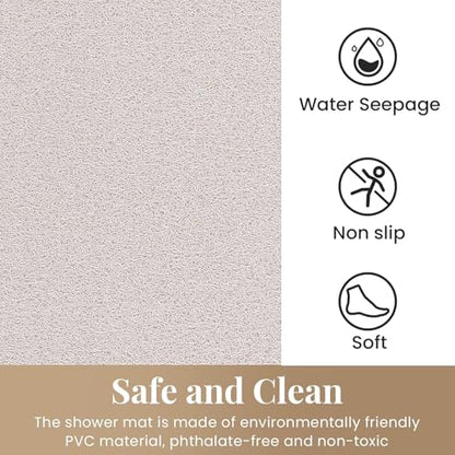 Shower Mat Bathtub Mat Non-Slip,24x24 inch, Soft Tub Mat with Drain,PVC Loofah Bath Mat (Phthalate Free) for Tub and Bathroom,Quick Drying,White - color: White, size: 24" x 24" (Rectangular)