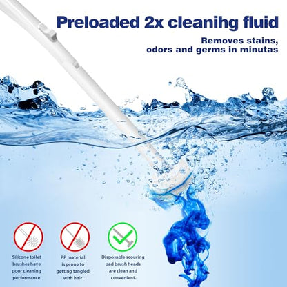 2 Pack Disposable Toilet Brush with 60 Refills, Wall Mounted Toilet Bowl Cleaner Wand Kit and Holder, Bathroom Cleaning Supplies, Toilet Scrubber Disposable Heads