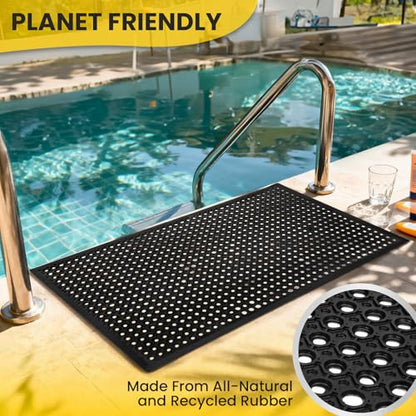 24"x 36" Rubber Floor Mat, Non-Slip Rubber Floor Mat Heavy Duty Mats for Outdoor Restaurant Kitchen Bar (Black) - size: 24"L x 36"W x 0.4"Th