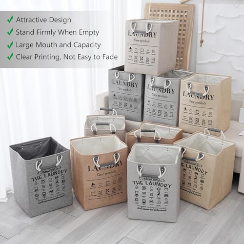 Small Laundry Basket, 50L Foldable Laundry Hamper Organizer with Handles, Fashion Portable Laundry Basket in Bedroom, Laundry Room, Closet, Bathroom, College Dorm (Beige) - color: Beige