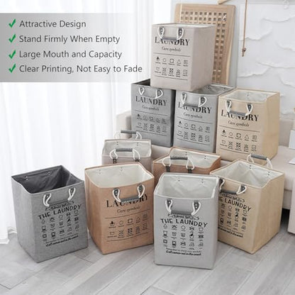 Small Laundry Basket, 50L Foldable Laundry Hamper Organizer with Handles, Fashion Portable Laundry Basket in Bedroom, Laundry Room, Closet, Bathroom, College Dorm (Brown) - color: Brown