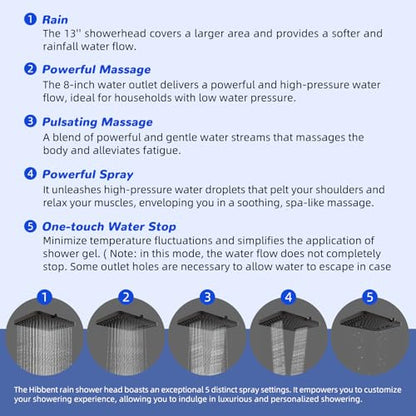 Hibbent Upgraded cUPC Certified 13'' Shower Head Combo, High Pressure 5 Spray Rainfall Showerhead with 10 Sprays Handheld, All Metal 3-way Diverter Shower Arm, 71'' Hose and Holder, Oil-Rubbed Bronze - color: Oil Rubbed Bronze, style: Square 13"