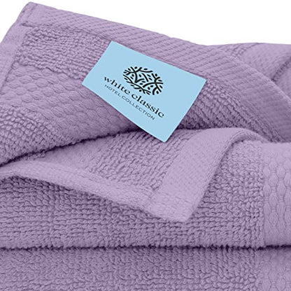 White Classic Luxury Cotton Washcloths 13x13 Inch - 650 GSM Turkish Cotton | Hotel, Spa, Bathroom Face Towel | 12 Pack, Lavender - color: 16: Lavender