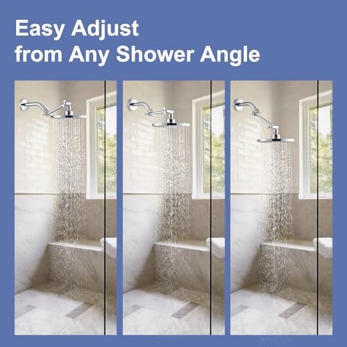 OFFO 6 inch Shower Head Extension Arm, Adjustable Height & Angle Shower Arm Extender with Locking Nut, Easy Install Universal G1/2 Connector for Fixed and Handheld Showerhead, Chrome - color: Chrome, style: 6 in
